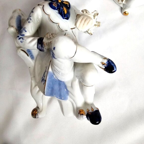 Vintage Porcelain Home Decor Tea Time Table Victorian Couple Figurine Set - Picture 9 of 15